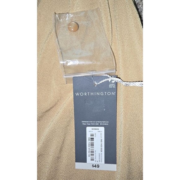 Worthington Womens Cowl Neck Sleeveless Blouse 1X Tan Polyester Blend - Picture 5 of 7